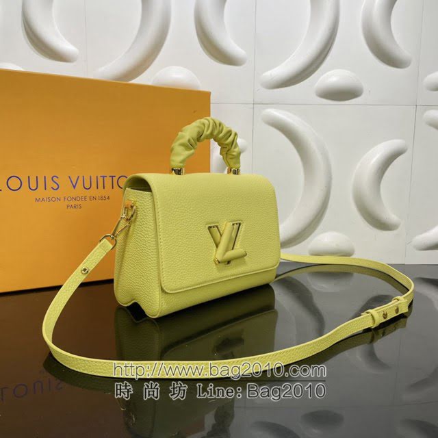 Louis Vuitton新款女包 M58688 路易威登Twist中号手袋 Taurillon皮革 小牛皮抽褶手柄 LV手提女包单肩斜挎包  ydh4222